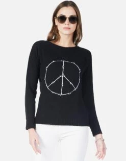 North Peace Bones -Lauren Moshi Shop 1103 CSM 1E52 BLK peace bones cashmere sweater lauren moshi 01