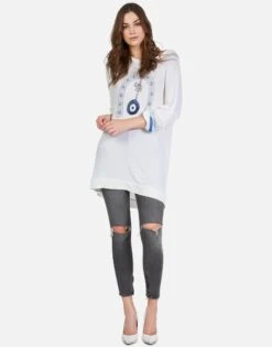 Kaya Lucky Eye Horseshoe -Lauren Moshi Shop 1309 WFL 12793 WHT lucky eye horseshoe oversized thermal top lauren moshi 03