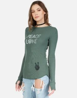 McKinley Peace Love Spray -Lauren Moshi Shop 2158 THR 12753 HUNT spray peace love fitted tee lauren moshi 02