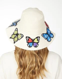 Adina Bucket Hat W/ Butterfly Patches -Lauren Moshi Shop 9138 CNSC 3P224 NTL 02