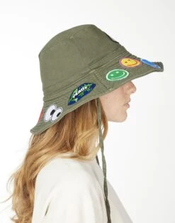Adina- Bucket Hat W/ Happy Hippie Patches -Lauren Moshi Shop 9138 CSC 3P227 MILTY 01