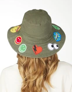 Adina- Bucket Hat W/ Happy Hippie Patches -Lauren Moshi Shop 9138 CSC 3P227 MILTY 02