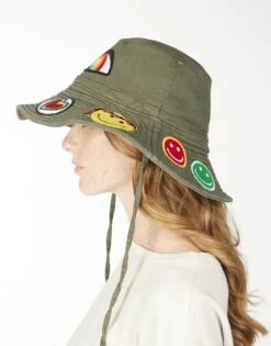 Adina- Bucket Hat W/ Happy Hippie Patches -Lauren Moshi Shop 9138 CSC 3P227 MILTY 03