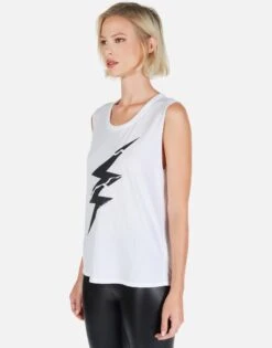 Kel Cracked Lightning Bolt -Lauren Moshi Shop Lauren Moshi Cracked Lightning Womens Tank White 2190 TNC 12922 WHT 08