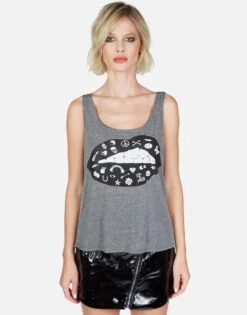 Julianna Elements Lip -Lauren Moshi Shop Lauren Moshi Elements Lip Muscle Tank in Heather Grey Burnout 2224 LVP 12993 HEG 01