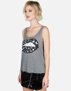 Julianna Elements Lip -Lauren Moshi Shop Lauren Moshi Elements Lip Muscle Tank in Heather Grey Burnout 2224 LVP 12993 HEG 02