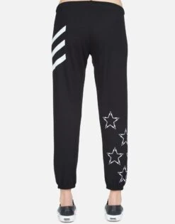 Alana Lightning Bolt Star -Lauren Moshi Shop Lauren Moshi Lightning Bolt Star Stripes Sweatpant Black 4035 MSF 32997 BLK 03