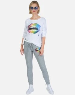 Kizzy Rainbow Smudge Lip -Lauren Moshi Shop Lauren Moshi Rainbow Smudge Lip Sweatpant 4056 HAC 12946 HEG 06