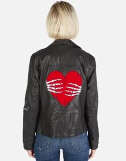Posey Skeleton Hand Heart -Lauren Moshi Shop Lauren Moshi Skeleton Hand Heart Leather Jacket 1322 LTR 2P110 BLK 06