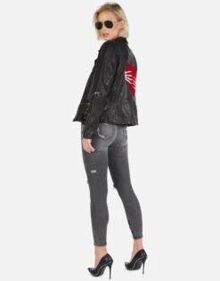 Posey Skeleton Hand Heart -Lauren Moshi Shop Lauren Moshi Skeleton Hand Heart Leather Jacket 1322 LTR 2P110 BLK 12