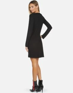 Adora X Crystal Biting Lip -Lauren Moshi Shop lauren moshi X crystal biting lip long sleeve dress 3052 RSN X13056 BLK 08