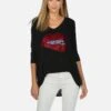 Eva X Crystal Biting Lip 1 Eva X Crystal Biting Lip -Lauren Moshi Shop lauren moshi X crystal biting lip long sleeve v neck pullover 2090 MMS X13056 BLK 01