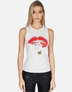 Ashlin XO Shh Lip -Lauren Moshi Shop lauren moshi XO shh lip tank tee 2245 VCT 13116 MLK 01