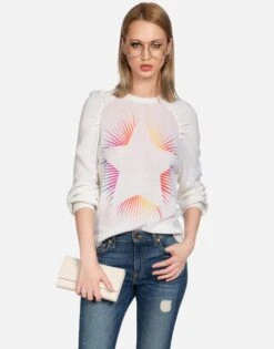 Vida Bright Starburst -Lauren Moshi Shop lauren moshi bright starburst cashmere sweater 1350 CSM 13368 CRME 03
