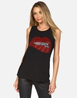 Peyton Crystal Biting Lip -Lauren Moshi Shop lauren moshi crystal lip tank tee 2237 VCT 13056 BLK 01 0d829d9d 0b89 4e44 ad32 4d7f742827e3
