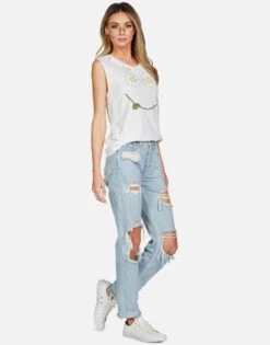 Lauren Moshi Shop -Lauren Moshi Shop lauren moshi daisy happyface scoop neck muscle tank 2190 TNCH 13195 MLK 04