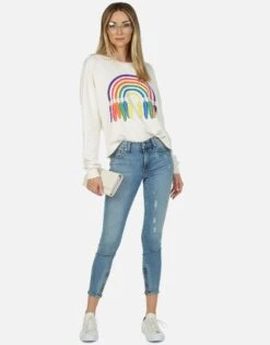 Lee Dream Rainbow -Lauren Moshi Shop lauren moshi dream in color rainbow crop tee 1341 CCF 13487 IVLC 03