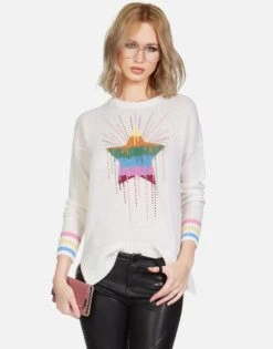 Vivian Dripping Star -Lauren Moshi Shop lauren moshi dripping star hand knit cashmere sweater 1391 CSM 13230 CRME 05