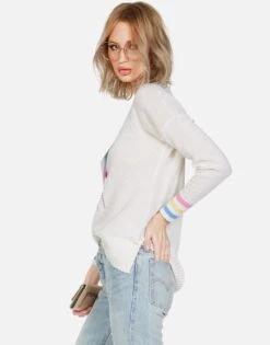 Vivian Dripping Star -Lauren Moshi Shop lauren moshi dripping star hand knit cashmere sweater 1391 CSM 13230 CRME 08