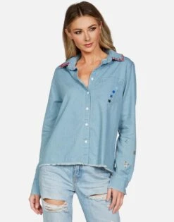 Solana Electric Evil Eye 10 Solana Electric Evil Eye -Lauren Moshi Shop lauren moshi electric evil crop button up denim shirt 1383 LDM 23192E90 SMLD 01