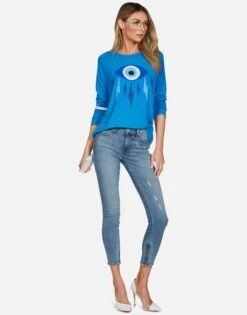 Everly Electric Evil Eye -Lauren Moshi Shop lauren moshi electric evil eye raglan pullover 1381 HAC 13191 SKBLU 03