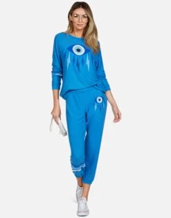 Everly Electric Evil Eye -Lauren Moshi Shop lauren moshi electric evil eye raglan pullover 1381 HAC 13191 SKBLU 06