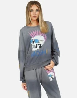Sierra X Moshi Lightning Skull -Lauren Moshi Shop lauren moshi iconic moshi lightning skull boyfriend pullover 1298 CCF 13445 FDGPHT 02