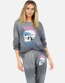 Sierra X Moshi Lightning Skull -Lauren Moshi Shop lauren moshi iconic moshi lightning skull boyfriend pullover 1298 CCF 13445 FDGPHT 08