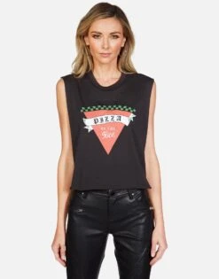 GiGi Pizza Slice -Lauren Moshi Shop lauren moshi pizza slice crop muscle tank 2292 CTT 13158 ONYX 01