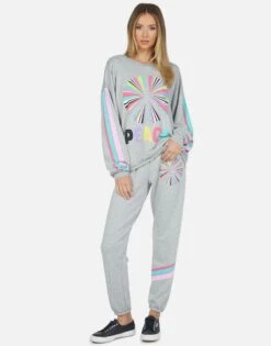 Brynn Rainbow Ray Peace -Lauren Moshi Shop lauren moshi rainbow ray peace sweatpant 4092 HRP 13673 HEG 03