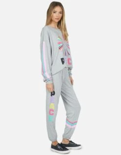 Brynn Rainbow Ray Peace -Lauren Moshi Shop lauren moshi rainbow ray peace sweatpant 4092 HRP 13673 HEG 04