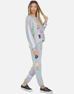 Brynn Rainbow Ray Peace -Lauren Moshi Shop lauren moshi rainbow ray peace sweatpant 4092 HRP 13673 HEG 05