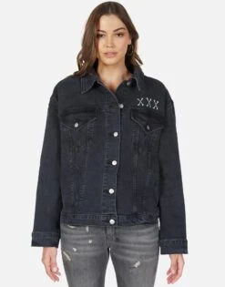 Spencer Skull Bone Eye -Lauren Moshi Shop lauren moshi skull bone eye denim jacket 1299 DNM 22856 VBLK 01