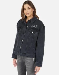 Spencer Skull Bone Eye -Lauren Moshi Shop lauren moshi skull bone eye denim jacket 1299 DNM 22856 VBLK 02