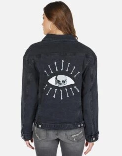 Spencer Skull Bone Eye -Lauren Moshi Shop lauren moshi skull bone eye denim jacket 1299 DNM 22856 VBLK 03