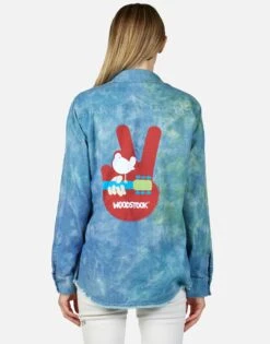 Sloane Woodstock Peace -Lauren Moshi Shop lauren moshi woodstock music peace button up tie dye shirt 1221 LDM 23452 PARA 03