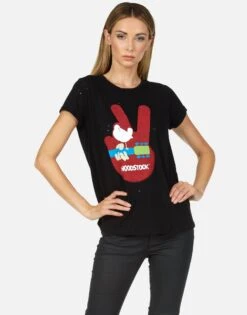 Bess Woodstock Peace -Lauren Moshi Shop lauren moshi woodstock music peace vintage distressed tee 2168 CTH 23468R BLK 01