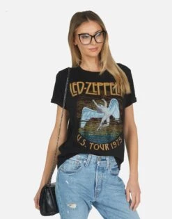 Edda Led Zeppelin -Lauren Moshi Shop led zeppelin vintage tour tee by lauren moshi 2117 VCT 13652 BLK 07