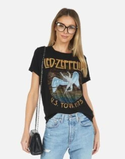 Edda Led Zeppelin -Lauren Moshi Shop led zeppelin vintage tour tee by lauren moshi 2117 VCT 13652 BLK 08
